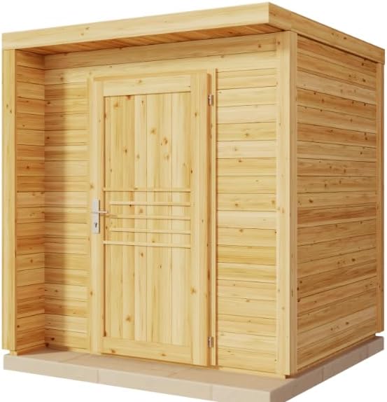 Alpholz Gartenhaus Bratek aus Massiv-Holz, Gerätehaus mit 19 mm Wandstärke, Garten Holzhaus inklusive Montagematerial, Geräteschuppen Größe: 202 x 168 cm, Flachdach