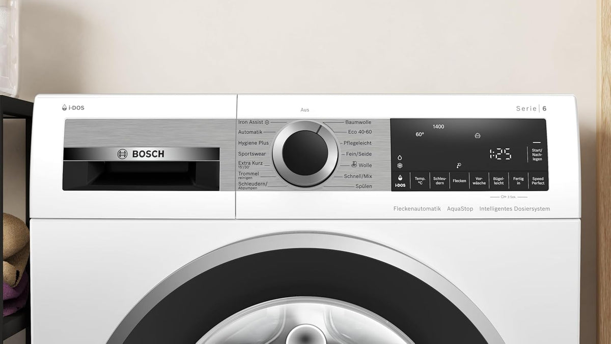 BOSCH WAN28127 Waschmaschine Serie 4, Frontlader mit 8kg Fassungsvermögen, 1400 UpM, Iron Assist, Active Water Plus, EcoSilence Drive, Speed Perfect, Weiß, 60cm