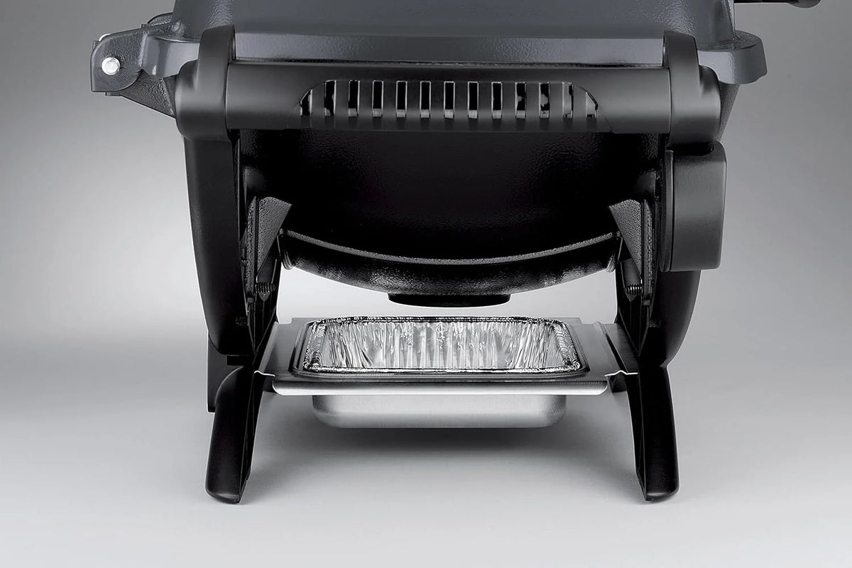 Weber Q1400 Barbecue électrique, surface de cuisson 43 x 32 cm, nomade, grille en fonte émaillée divisée en 2 parties, couvercle et cuve en fonte d'aluminium - Gris foncé (52020053)