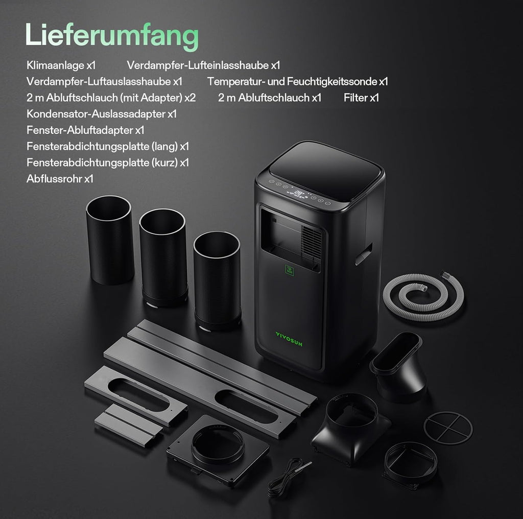 VIVOSUN Smart Klimaanlage, 7000 BTU, 4-in-1 Funktion mit Temperatur- & Feuchtigkeitssensor, Intelligente Fernbedienung, Ideal für Growzelte und Innenräume