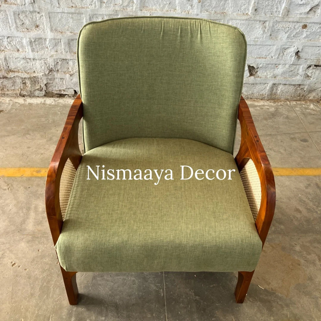 Marvin Solid Teak Wood & Rattan 3+1+1 Seater Sofa