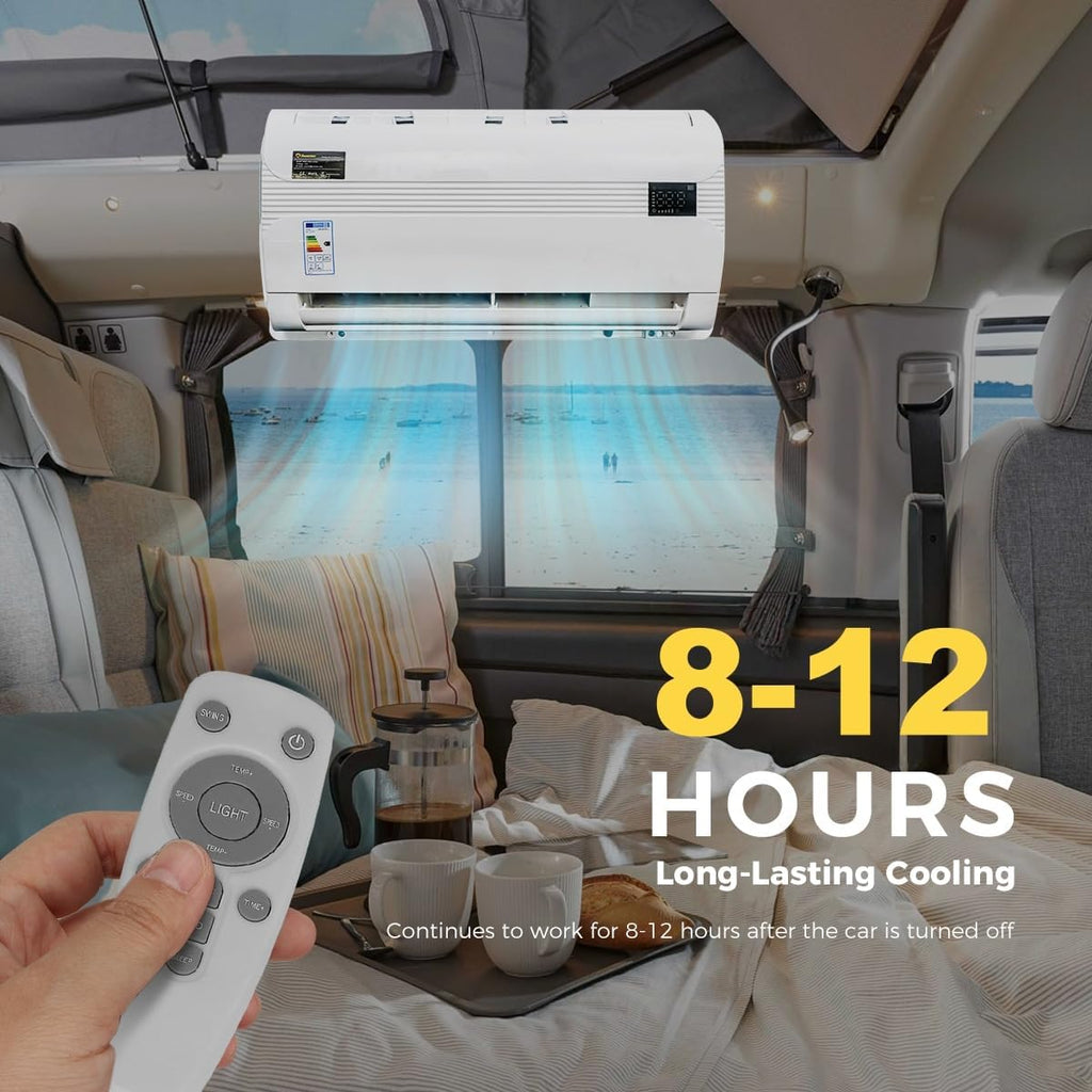 Sunster Split Klimaanlage Wohnwagen, Electric AC Unit 12 Volt Fit für Wohnmobile Bus Anhänger Traktoren Camper Van Parken Klimaanlage Schnelle Kühlung Low Noise
