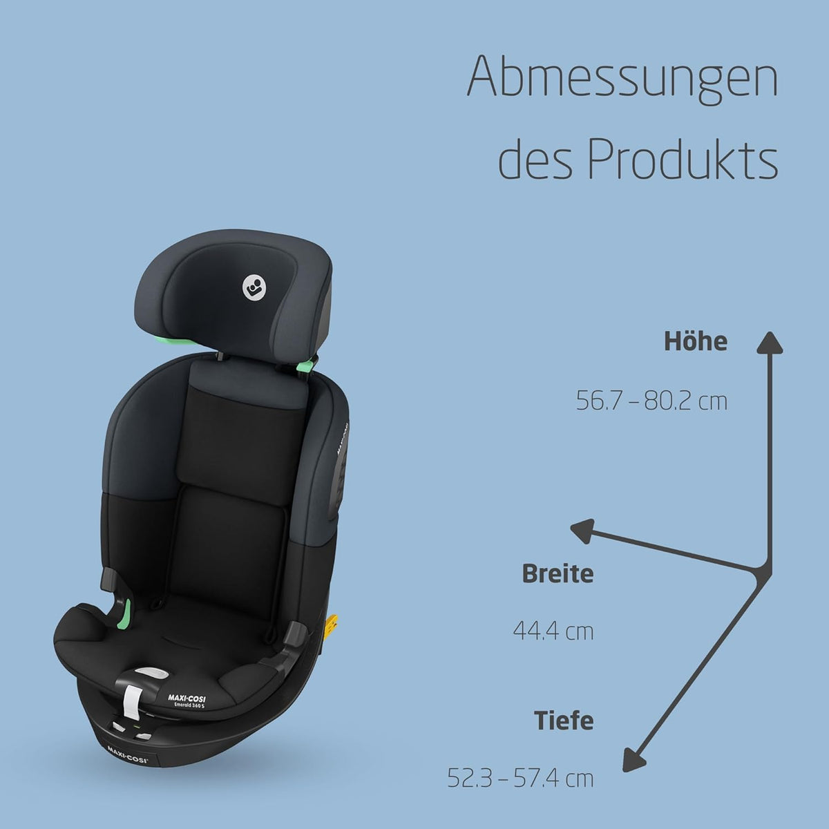 Maxi-Cosi Titan S i-Size, Mitwachsender Kindersitz, 15Monate–12Jahre (76–150cm), ISOFIX Kindersitz Auto, 5 Sitzpositionen, 13 Kopfstützenstufen, G-CELL-Schutz, 5-Punkt-Sicherheitsgurt, Tonal Black