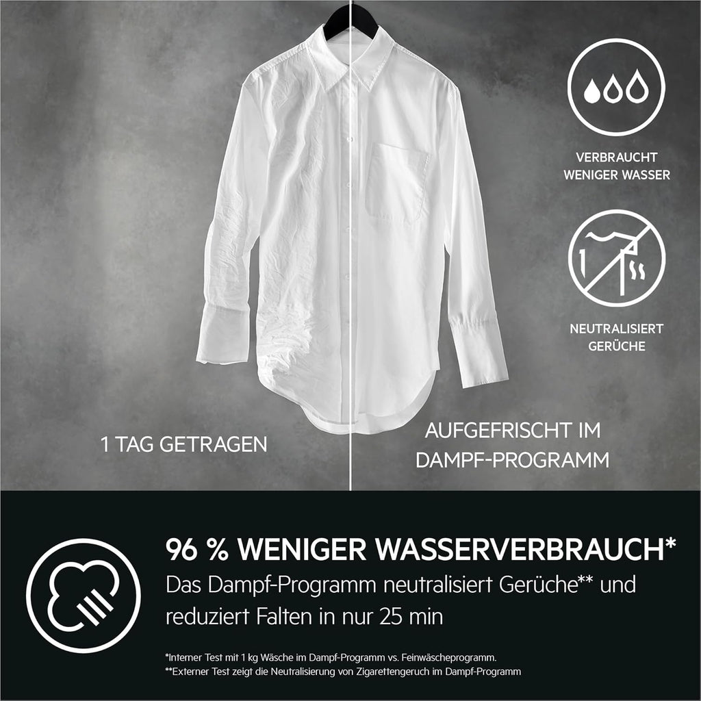 AEG L7WBA60680 Waschtrockner / DualSense - schonende Pflege / 8 kg Waschen / 5 kg Trocknen / D / energiesparend / Mengenautomatik / Nachlegefunktion / ProSteam - Auffrischfunktion / 1600 U/min Weiß