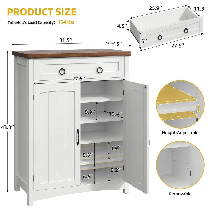 Moasis 5-tier 20 Pair Shoe Storage Cabinet with Double Doors for Entryway