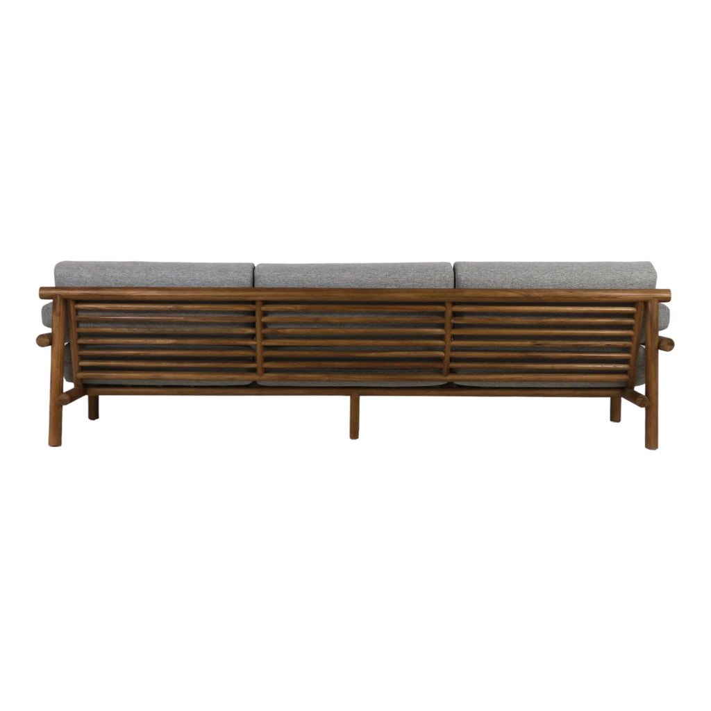 Teak Sofa with Grey Linen Fabric