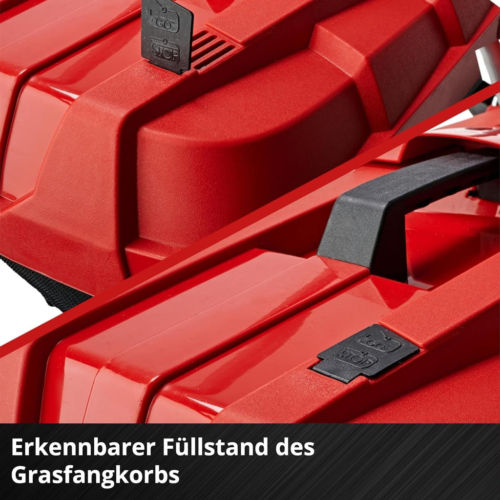 Einhell Akku-Rasenmher GE-CM 18/33 Li Kit Power X-Change (18 V, 33 cm Schnittbreite, bis 200 m, Brushless, 30L Fangkorb, 25-65 mm Schnitthhe, inkl. 4,0 Ah Akku + Ladegert)