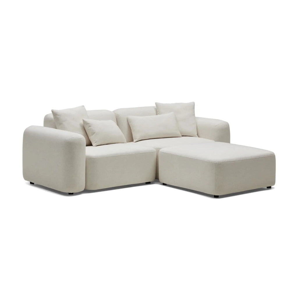 Nismaaya Pascal Modular Sofa Ivory White 2 Seater with Ottoman
