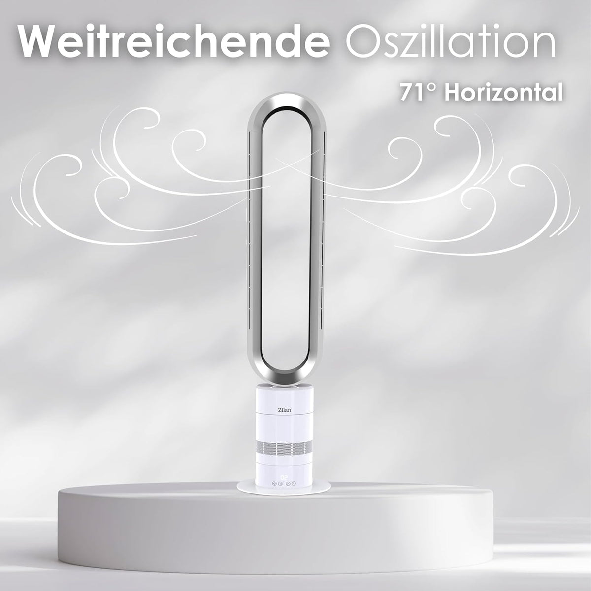 Zilan Turmventilator energiesparender BLDC Motor mit Fernbedienung Ventilator energiesparend oszillierend sehr leise Design Standventilator 10 Stufen Säulenventilator mit Kühlung Tower Fan