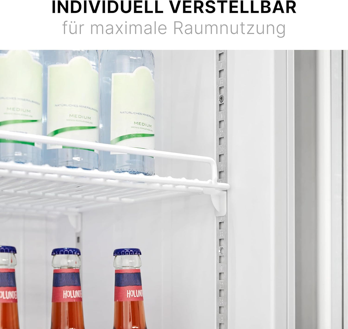 Bomann Kühlschrank mit Glastür | Getränkekühlschrank abschließbar | 6 höhenverstellbare Ablagen | 30kg je Ablage | 347 Liter | Kühlschrank groß | Flaschenkühlschrank m. LED-Licht | KSG 7351 schwarz