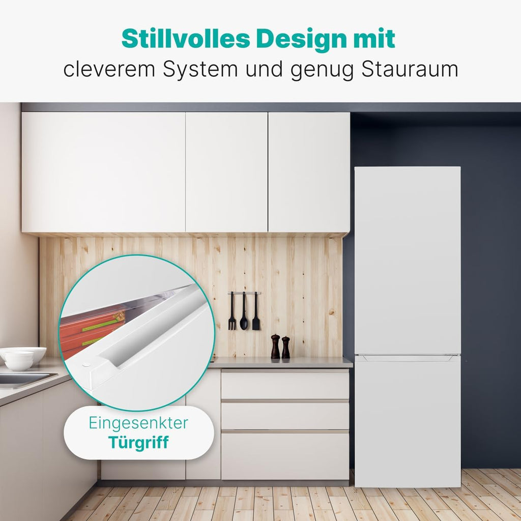 Bomann® Kühlgefrierkombination, 269 L Nutzinhalt - Kühlen: 198 L | Gefrieren: 71 L, Energiesparend, leise 39 dB, LED, wechselbarer Türanschlag, Höhe:180 x Breite: 55 x Tiefe: 55.8 cm - KG 184.1 weiß