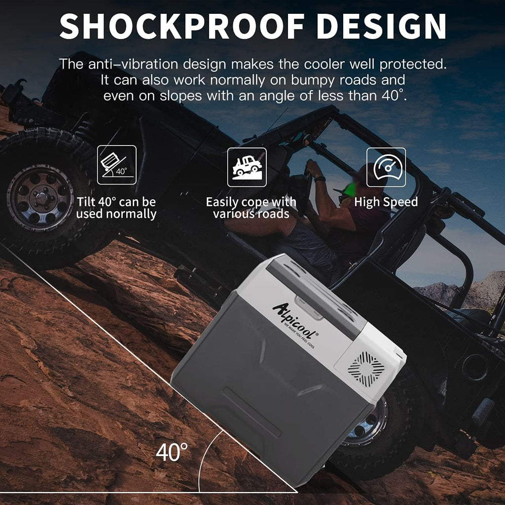Alpicool CF55 55 Liter Kühlbox 12V tragbarer Mini-Kühlschrank elektrische Gefrierbox klein Gefrierschrank für Auto Camping, LKW, Boot und Steckdose mit USB-Anschluss, -20℃ bis 20℃