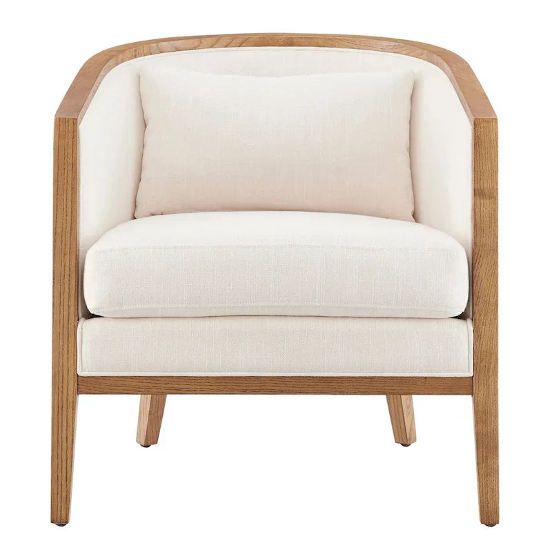 Tillman Linen Accent Arm Chair with Rattan