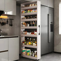 Modern Wooden Buffet Table with Open Shelves and Caster