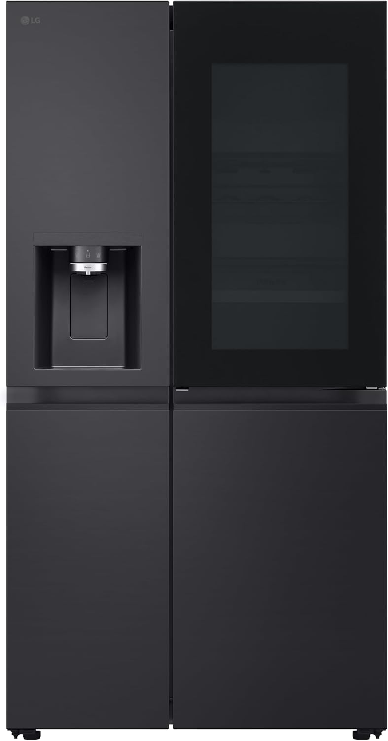 LG GSGV81PYLL Side by Side Kühlschrank, Klasse E, 635 L, Instaview, Kühlschrank mit Gefrierfach, Eis-, Crushed Ice- Wasserspender, Total NoFrost, Smart Inverter Kompressor, Wi-Fi