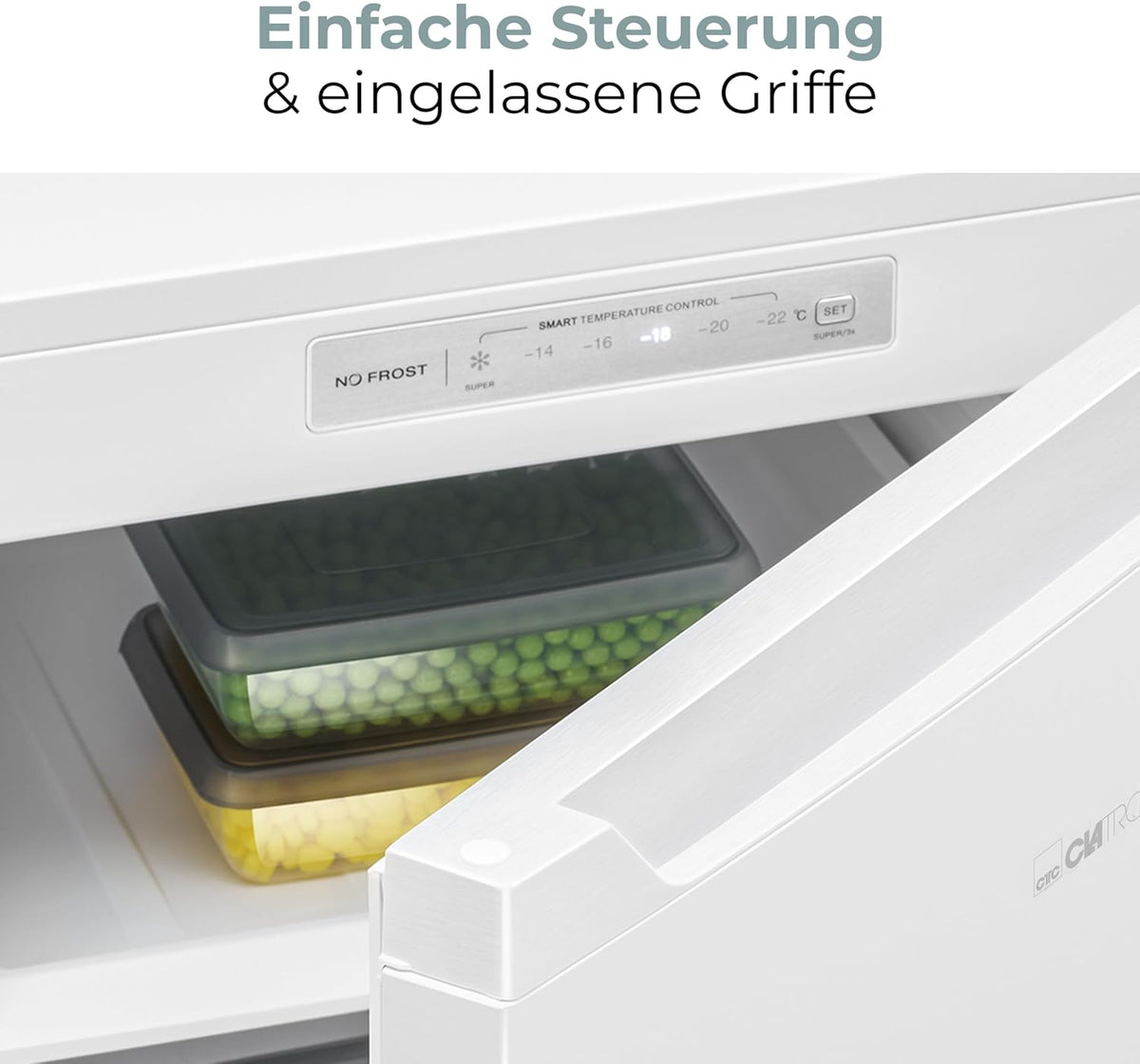 Clatronic® Gefrierschrank Nofrost | Energieklasse C | 143cm | Tiefkühlschrank | MultiAirflow | leise 39dB | bis zu -18°C | Türanschlag wechselbar | 161L Freezer | Gefrierschrank gross GS 200 weiß