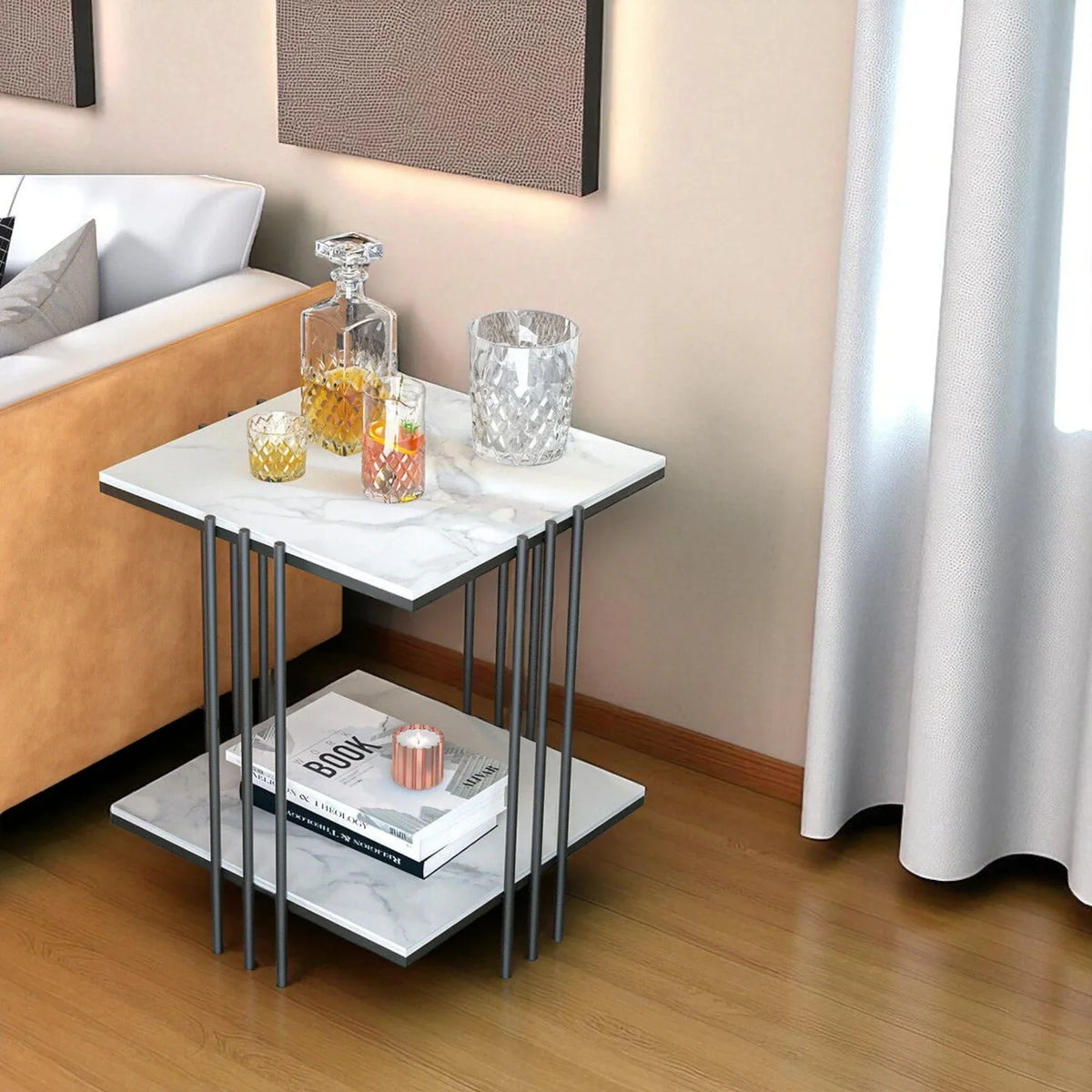 Elegant Thicken Sintered Stone Square Side Table