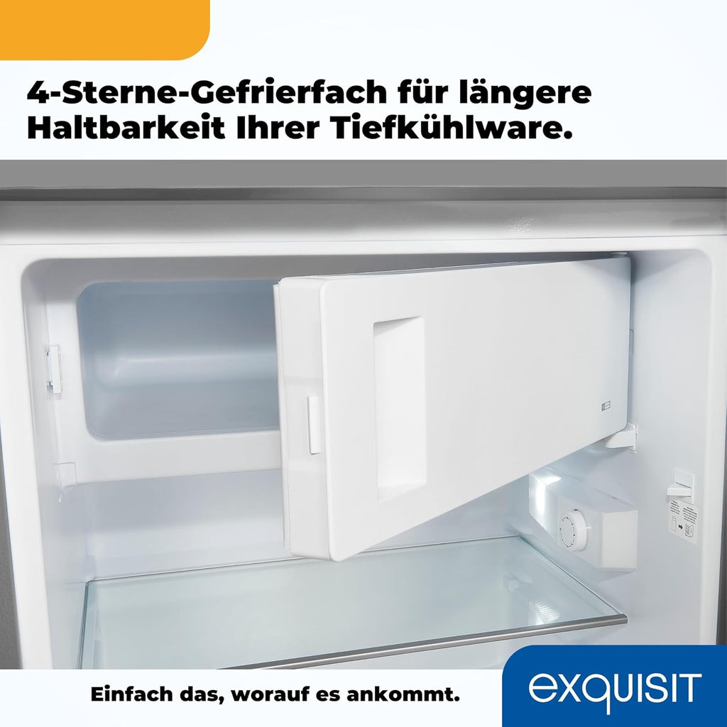 Exquisit Kühlschrank mit Gefrierfach, 120 Liter, 4-Sterne-Gefrierfach, Kühlschrank freistehend, KS516-4-H-010D weiss