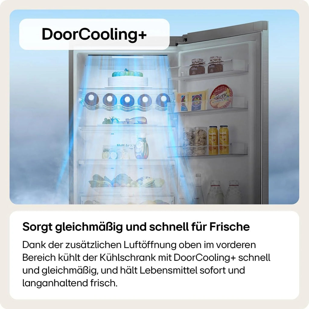 LG GSGV81PYLL Side by Side Kühlschrank, Klasse E, 635 L, Instaview, Kühlschrank mit Gefrierfach, Eis-, Crushed Ice- Wasserspender, Total NoFrost, Smart Inverter Kompressor, Wi-Fi