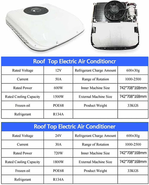 12V/24V Rv Rooftop Klimaanlage,Elektrisches Parken Klimaanlage,Schnelle Kühlung Passend Für Parkklimaanlage,Bus,Boot,Wohnmobil,Van,LKW,Wohnmobile,Anhänger,Traktoren,White-12V