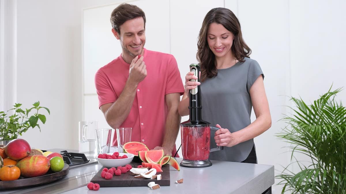 Braun MultiQuick 9 MQ 9187XLI Stabmixer – Pürierstab mit Active PowerDrive Technologie und 5 Zubehrteilen zum Zerkleinern, Stampfen, Rühren und Ice-Crushen, 1200 Watt, schwarz/Edelstahl