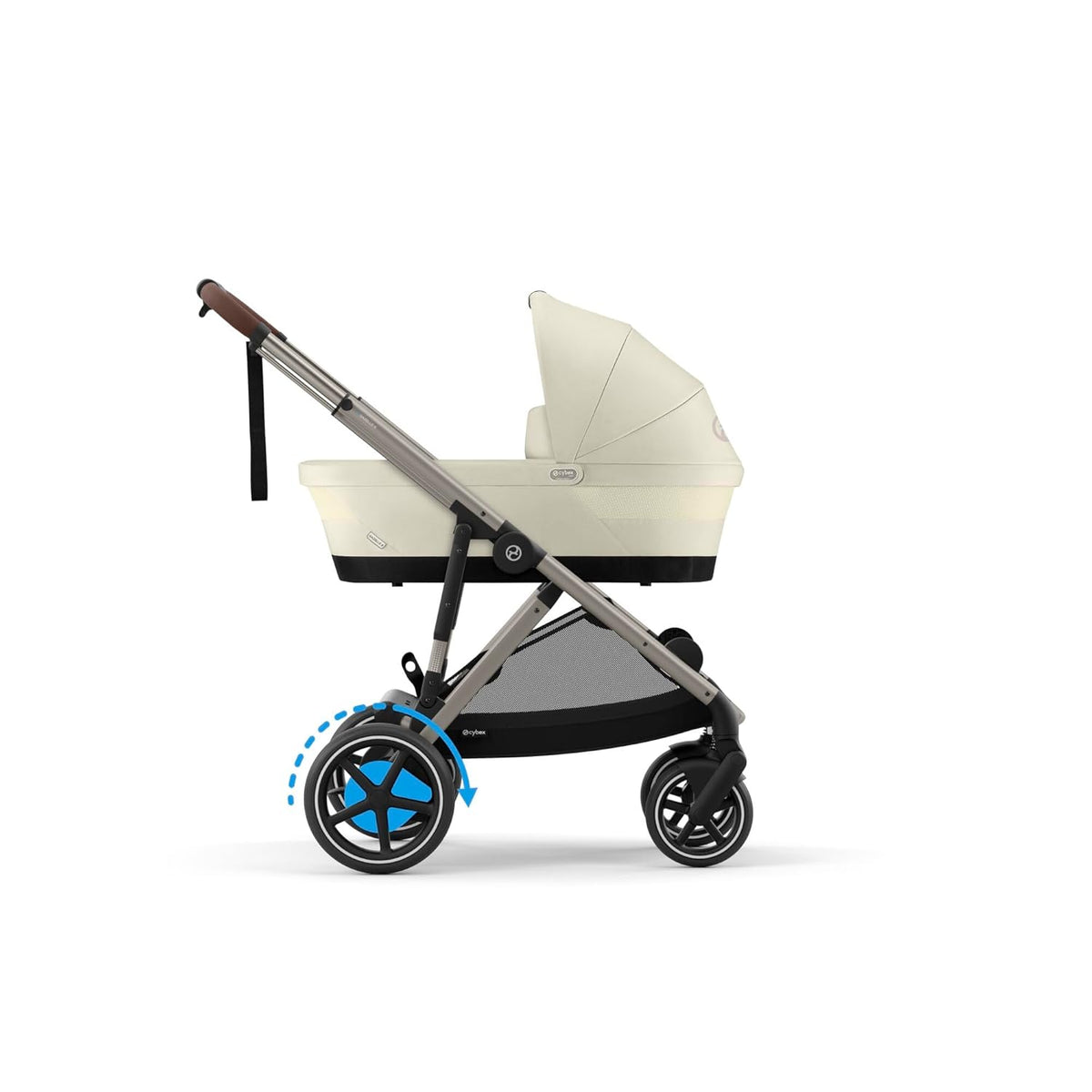 CYBEX Gold Kinderwagen e-GAZELLE S, Ab Geburt bis ca. 4 Jahre, Max. 22 kg (Single-Modus) / 2x 22 kg (Duo-Modus), All-in-1-System mit E-Antrieb und 20+ Konfigurationen, Moon Black