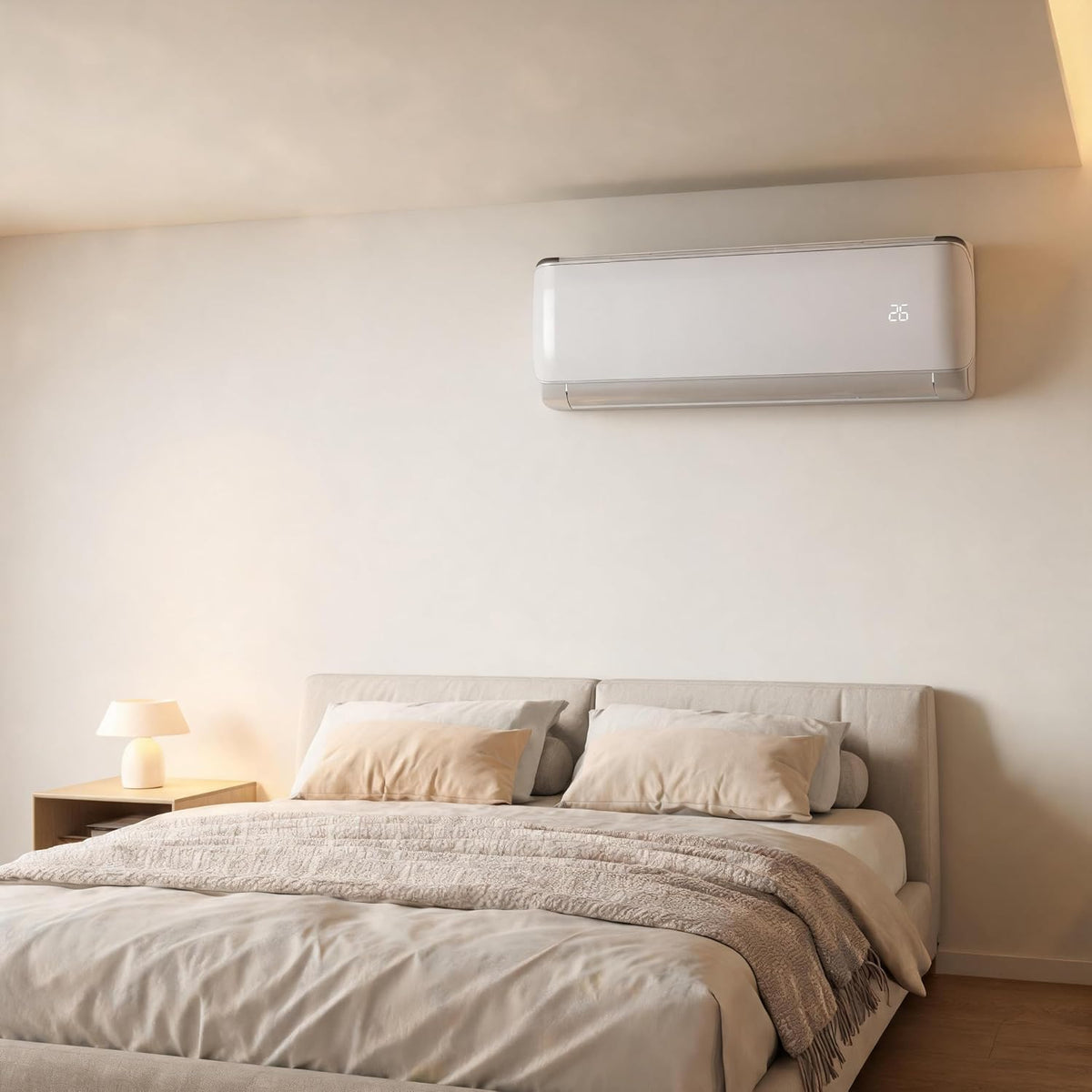 Garvee Klimaanlage Split mit App-Steuerung, 9000 BTU/h Kühlleistung (2600W), sehr leiser Betrieb, Energieeffizienz A++, inkl. Fernbedienung, Timer, Kältemittel R32, komplett mit Montagematerial, weiß