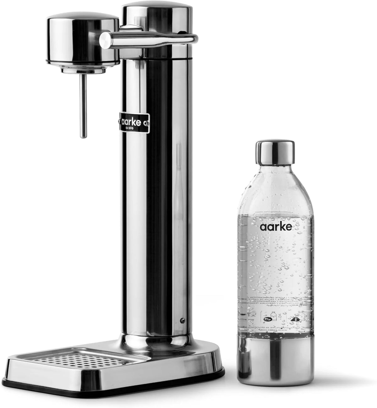 Aarke Carbonator 3, Máquina Gasificadora de Agua en Acero Inoxidable, incluye Dos Botellas (800ml), Acabado en Negro