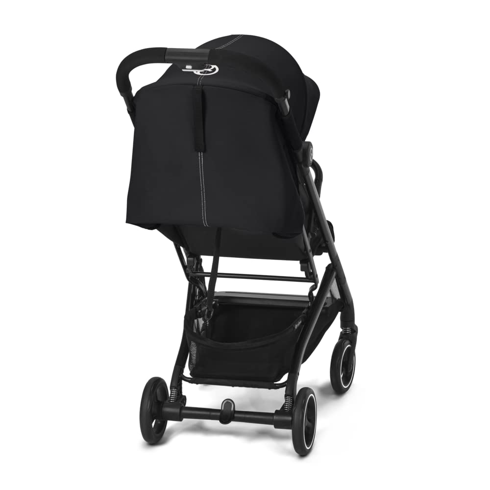 Cybex Gold Kinderwagen Beezy mit One-Pull Harness, Ab Geburt bis ca. 4 Jahre (max. 22 kg), Kompakt und ergonomisch, Magic Black (Schwarz mit schwarzem Rahmen)