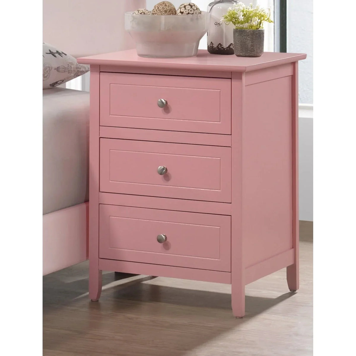 Daniel 3-drawer Transitional Wooden Nightstand