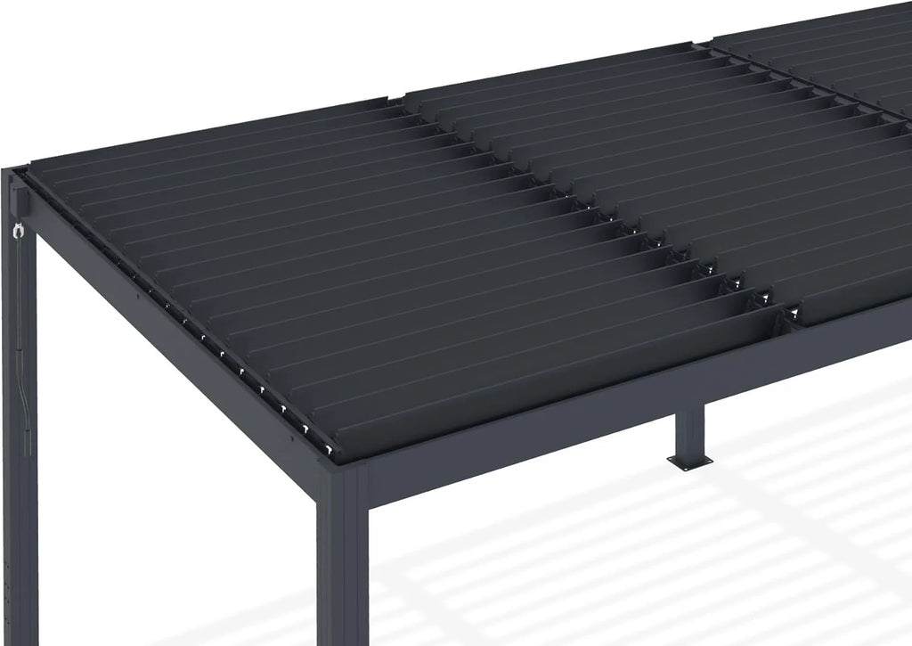 CAZEBOO Pergola Bioclimatique 6x3m Autoportée Santa – Aluminium Gris Lames Orientables en Acier – Tonnelle de Jardin Abri Terrasse – Résistante Vent 55 km/h – Protection Soleil Pluie – Montage Facile