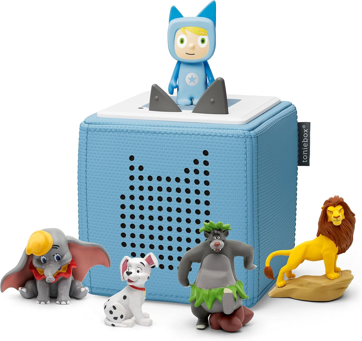 Toniebox Extrapack – Toniebox Starterset Blau mit Kreativtonie + 4 x Disney Tierische Helden Hörfiguren, Audioplayer für Hörbücher und Lieder, kabellose Musikbox mit Disney Hörspiel