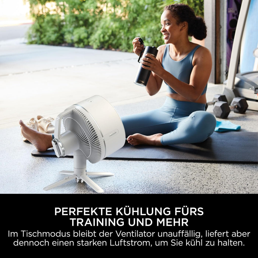 Shark FlexBreeze Ventilator Leise, Hybrid Ventilator Kabelgebunden & Kabellos, Tragbar, für Innen- und Außenbereich, UV- & Wasserbeständig, Ultraleistungsstark, Ultraleise, Weiß FA220EU