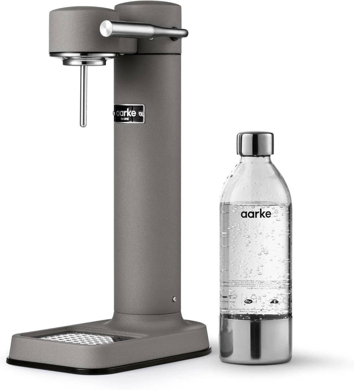 Aarke Carbonator 3, Máquina Gasificadora de Agua en Acero Inoxidable, incluye Dos Botellas (800ml), Acabado en Negro