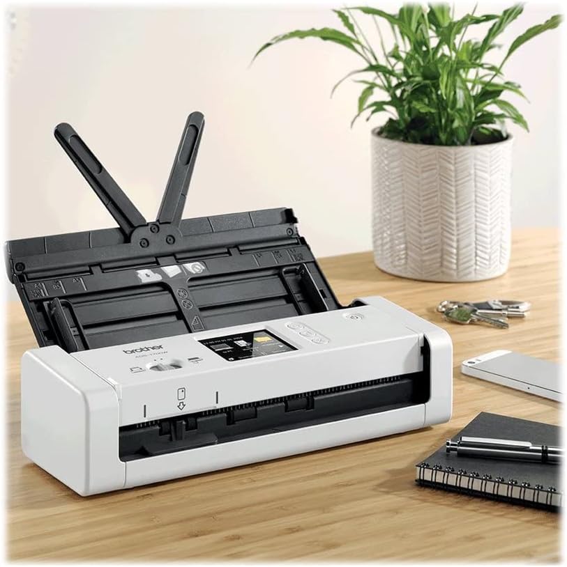 Brother ADS-1700W Kompakter und intelligenter Dokumentenscanner | Dokumentenzuführung | Automatisches Scannen | Wi-Fi/Wi-Fi Direct, Weiß/Schwarz