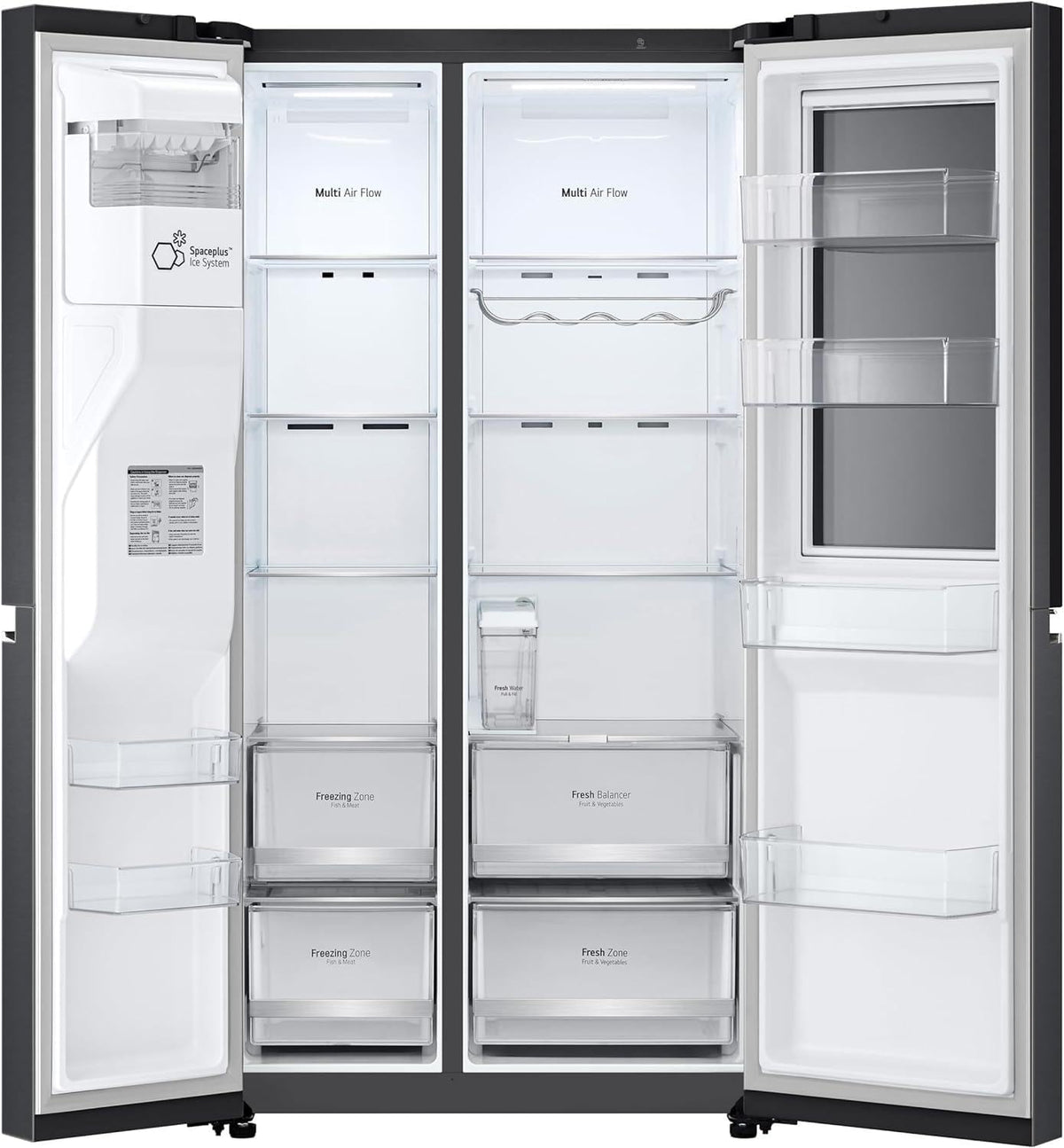 LG GSGV81PYLL Side by Side Kühlschrank, Klasse E, 635 L, Instaview, Kühlschrank mit Gefrierfach, Eis-, Crushed Ice- Wasserspender, Total NoFrost, Smart Inverter Kompressor, Wi-Fi
