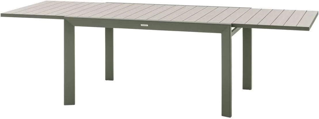 Hespéride - Table de Jardin Extensible Evasion Beige - 10 Places - Aluminium Antirouille Aluminium Effet Bois - Rallonge Coulissante
