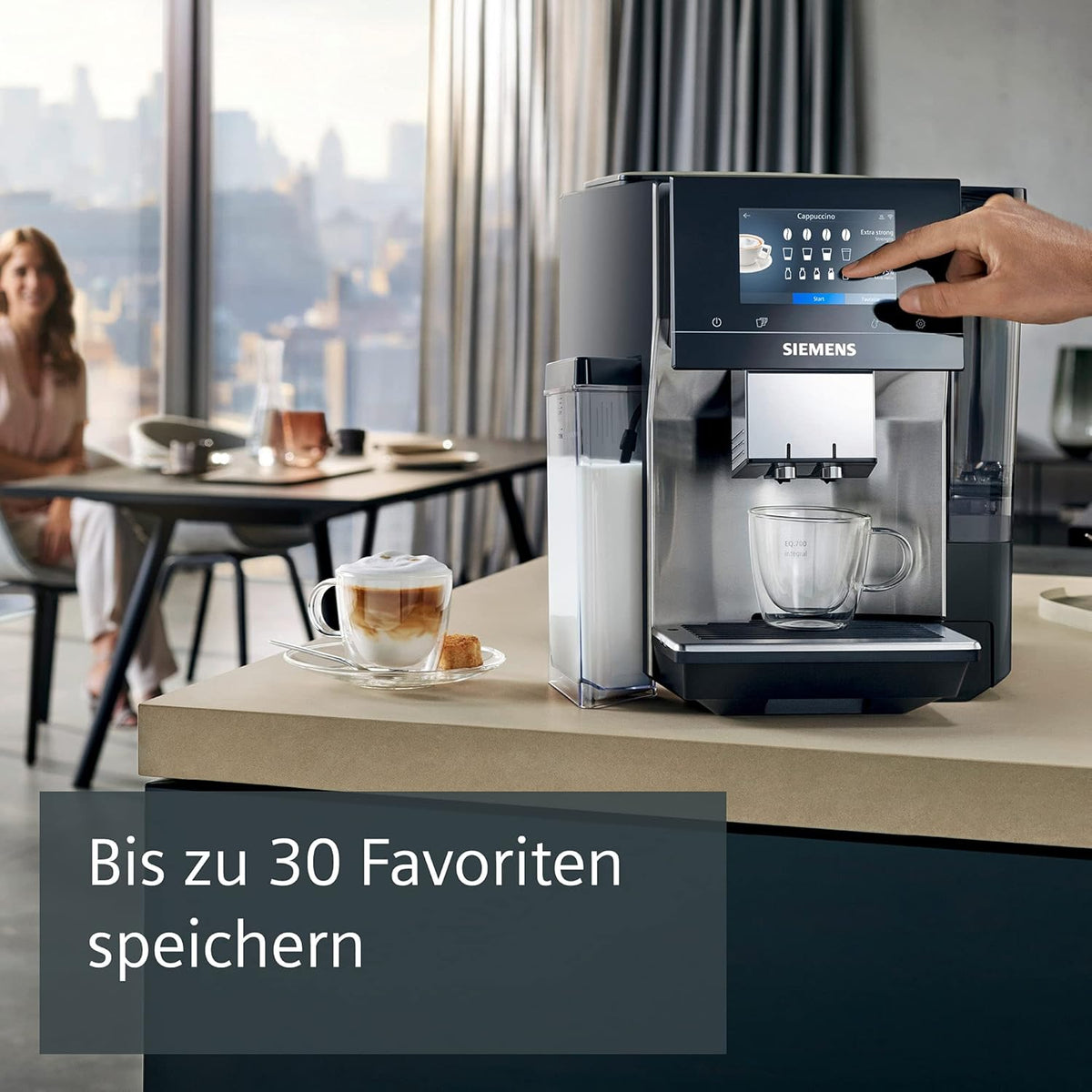 Siemens Kaffeevollautomat EQ900 TQ903D03, App-Steuerung, intuitives Full-Touch-Display, Barista-Modus, AromaBoost, Geräuschreduzierung, Premiummahlwerk, automatische Dampfreinigung, 1500 W, edelstahl