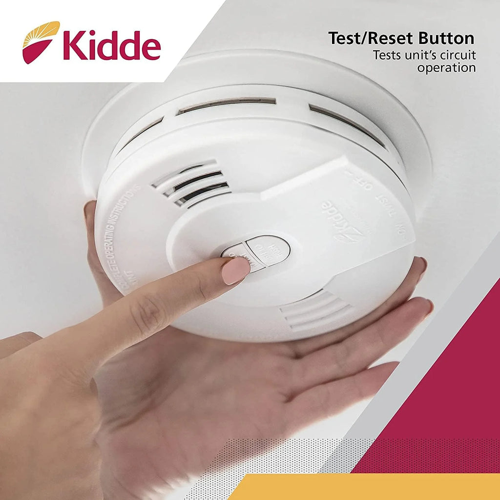 Detector de Humo Kidde, Batería de 10 Años, Indicadores LED, Alerta de Reemplazo, Botón de Prueba y Reinicio, 6 Paquetes, Blanco