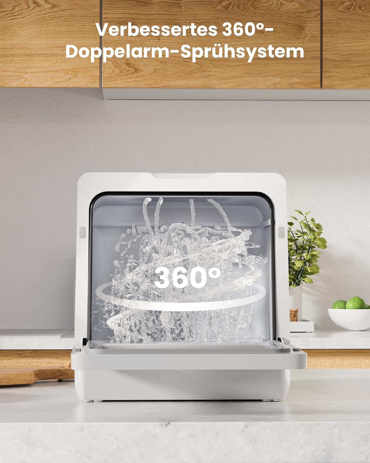 HAVA 2025 NEUE Tischgeschirrspüler mit Wasserenthärter und erhöhter Energieeffizienz, Spülmaschine mit 8 Programmen, Kindersicherung & verzögerter Start, keine Installation erforderlich