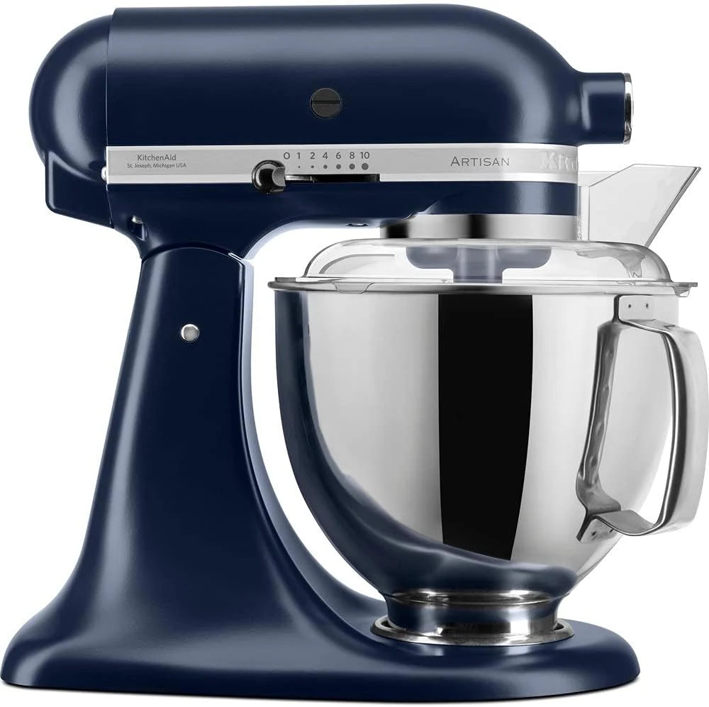 KitchenAid Robot Pâtissier - Artisan - Robot cuisine multifonctions à tête inclinable - Batteur avec 5 accessoires et 2 bols inox de 4,8 et 3 L - Bleu encre