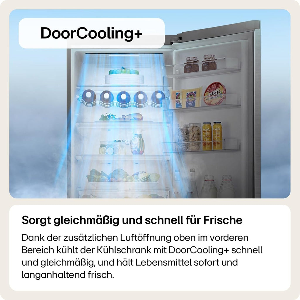 LG GSGV81PYLL Side by Side Kühlschrank, Klasse E, 635 L, Instaview, Kühlschrank mit Gefrierfach, Eis-, Crushed Ice- Wasserspender, Total NoFrost, Smart Inverter Kompressor, Wi-Fi