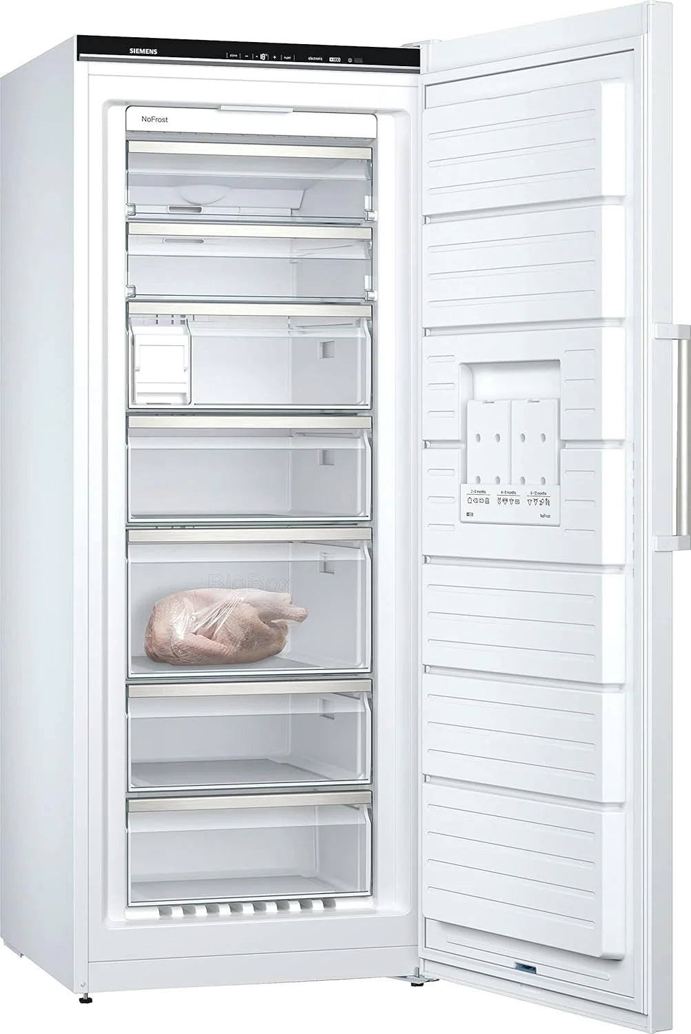 Siemens GS54NAWCV iQ500 Gefrierschrank, 176 x 70 cm, 327 L, noFrost nie wieder abtauen, bigBox Platz für großes Gefriergut, varioZone flexible Glas-und Schubladen, Weiß