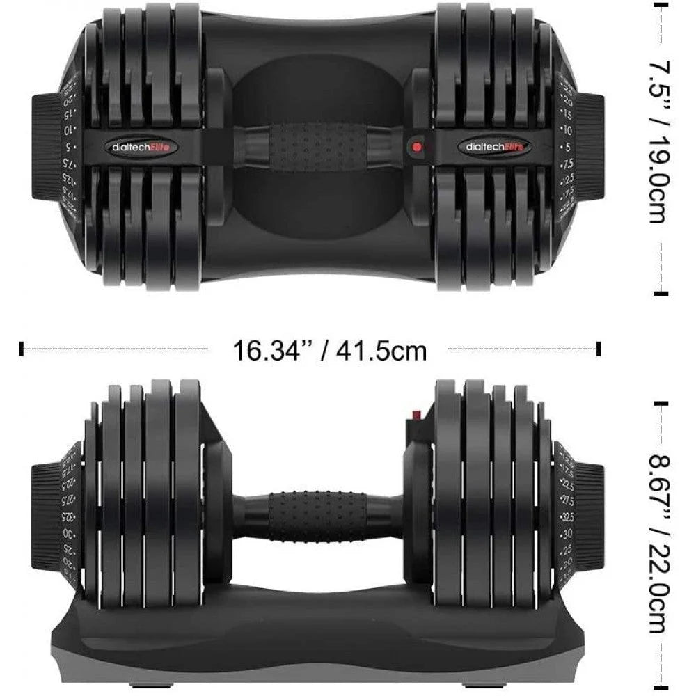 Mancuerna Ajustable Ativafit con Dial de Peso, Mango y Placas para Gimnasio en Casa – Nota: Unidad Individual (71.5 lbs)