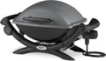 Weber Q1400 Barbecue électrique, surface de cuisson 43 x 32 cm, nomade, grille en fonte émaillée divisée en 2 parties, couvercle et cuve en fonte d'aluminium - Gris foncé (52020053)