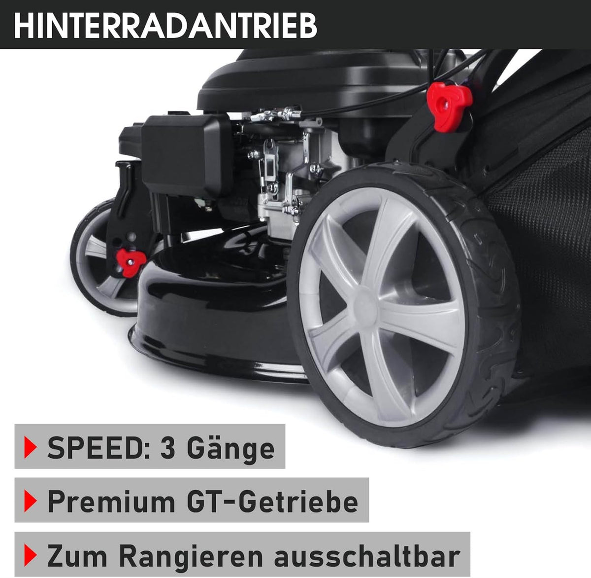 BRAST® Benzin Rasenmäher Trike mit Antrieb | 5,2kW(7PS) | 53cm Schnittbreite | viele Modelle | TÜV | 4 Takt OHV Motor | 30-80mm Schnitthöhe | 60L Fangkorb | Stahlgehäuse | Speed