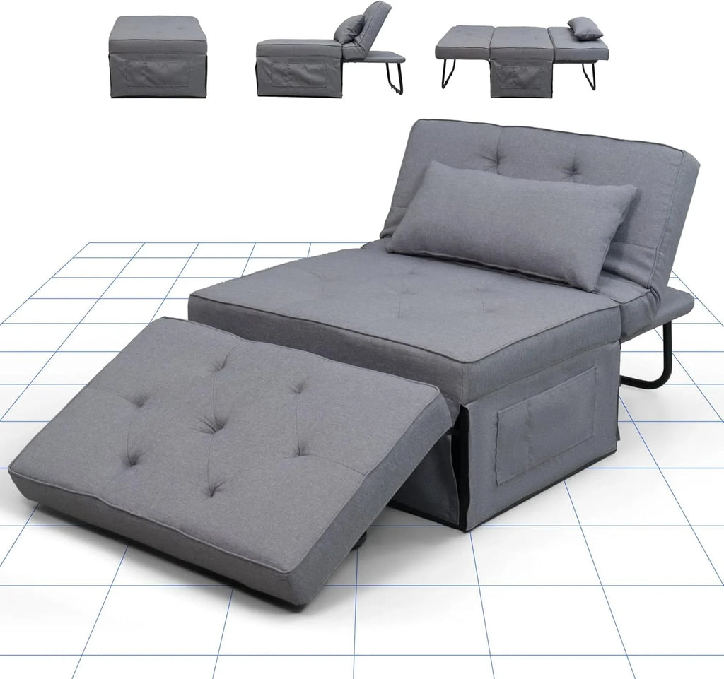 FLEXISPOT Sofa Bed Extendable Folding Sleeping Chair with Bed Function, Chair Beds with Function, Convertible Bed Chair, Load Capacity 300 kg, Grey