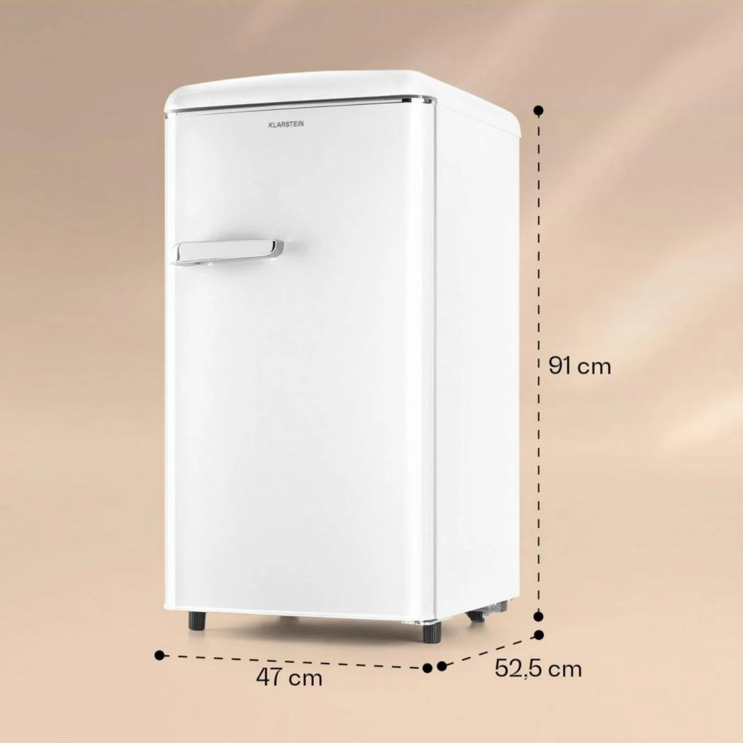KLARSTEIN Laika - Congélateur, volume total 60 litres, thermostat 5 niveaux, 0 à -18°C, 3 clayettes, pose libre, design rétro - rouge