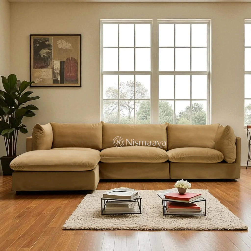 Nismaaya Mia Modular Sofa Sand 3 Seater with Ottoman