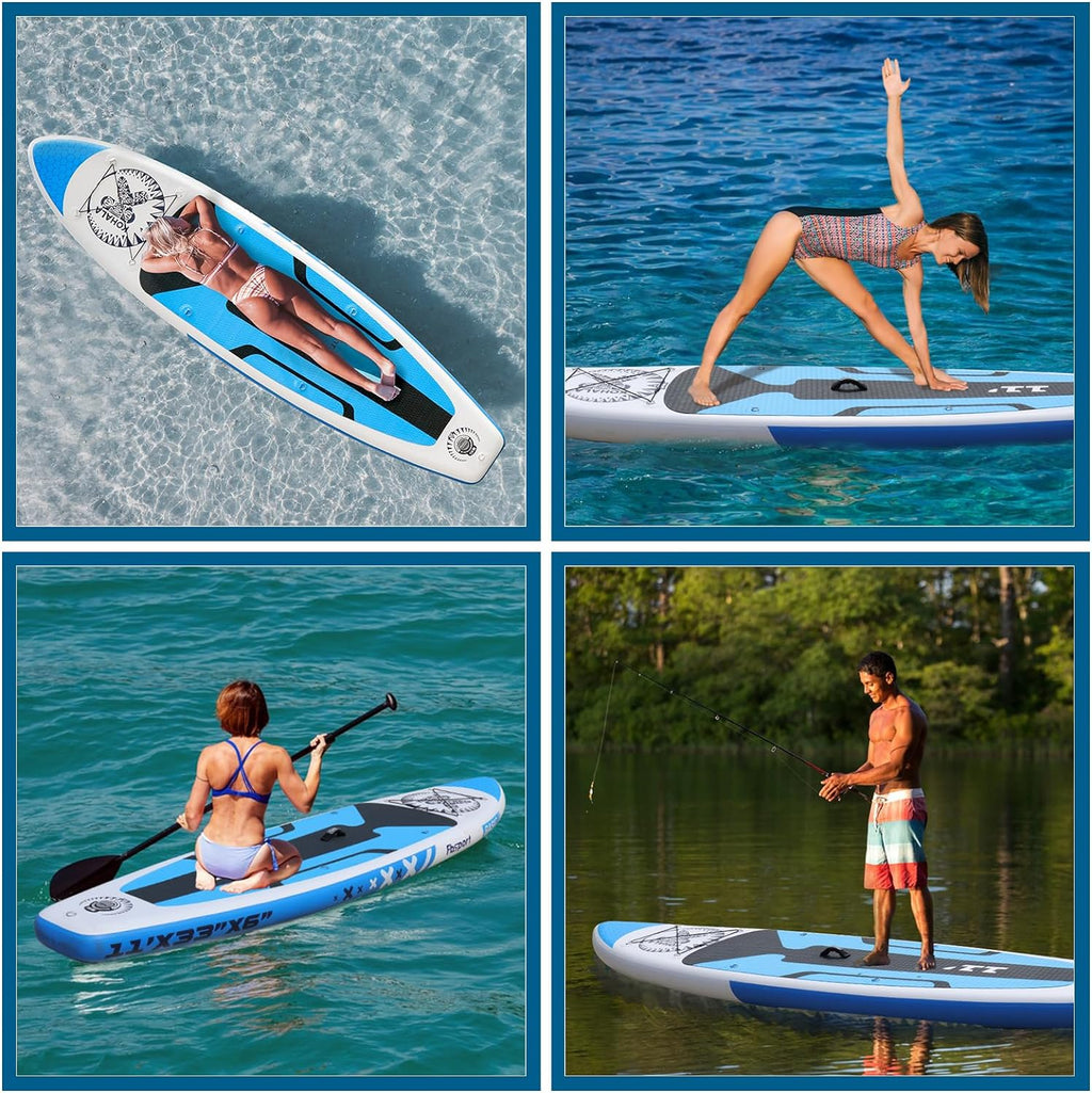 Premium-Stand-Up-Paddle-Board, Yoga-Board mit strapazierfähigem SUP-Zubehör und Tragetasche | Breiter Stand, Surf-Kontrolle, rutschfestes Deck, Leine, Paddel und Pumpe für Jugendliche und Erwachsene